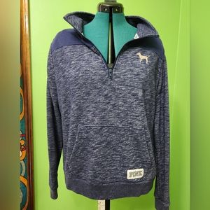 Victoria's Secret PINK Heather Blue Collared Pullover Jacket